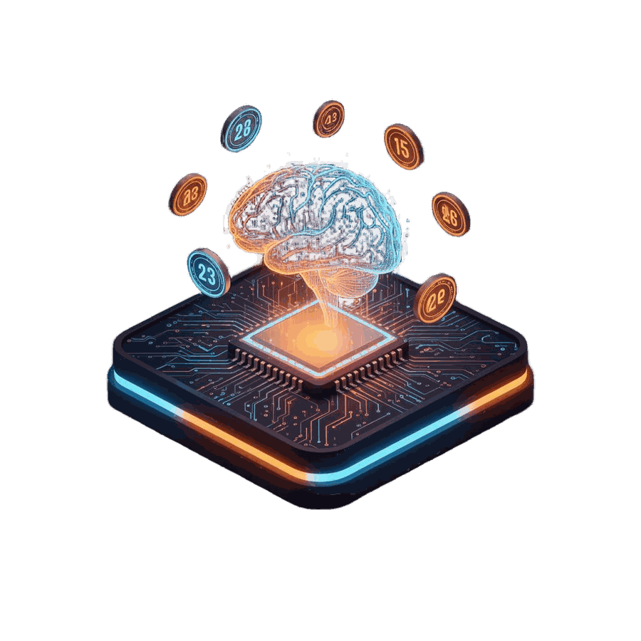 Isometric AI chip with floating data tokens